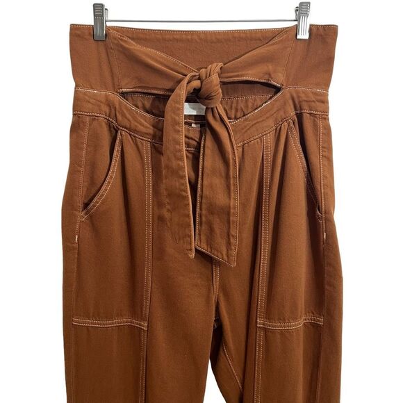 Jonathan Simkhai Iconic Henley Pants Sz 29 Brown Tie Waist Soft Denim Cargo - Picture 3 of 9